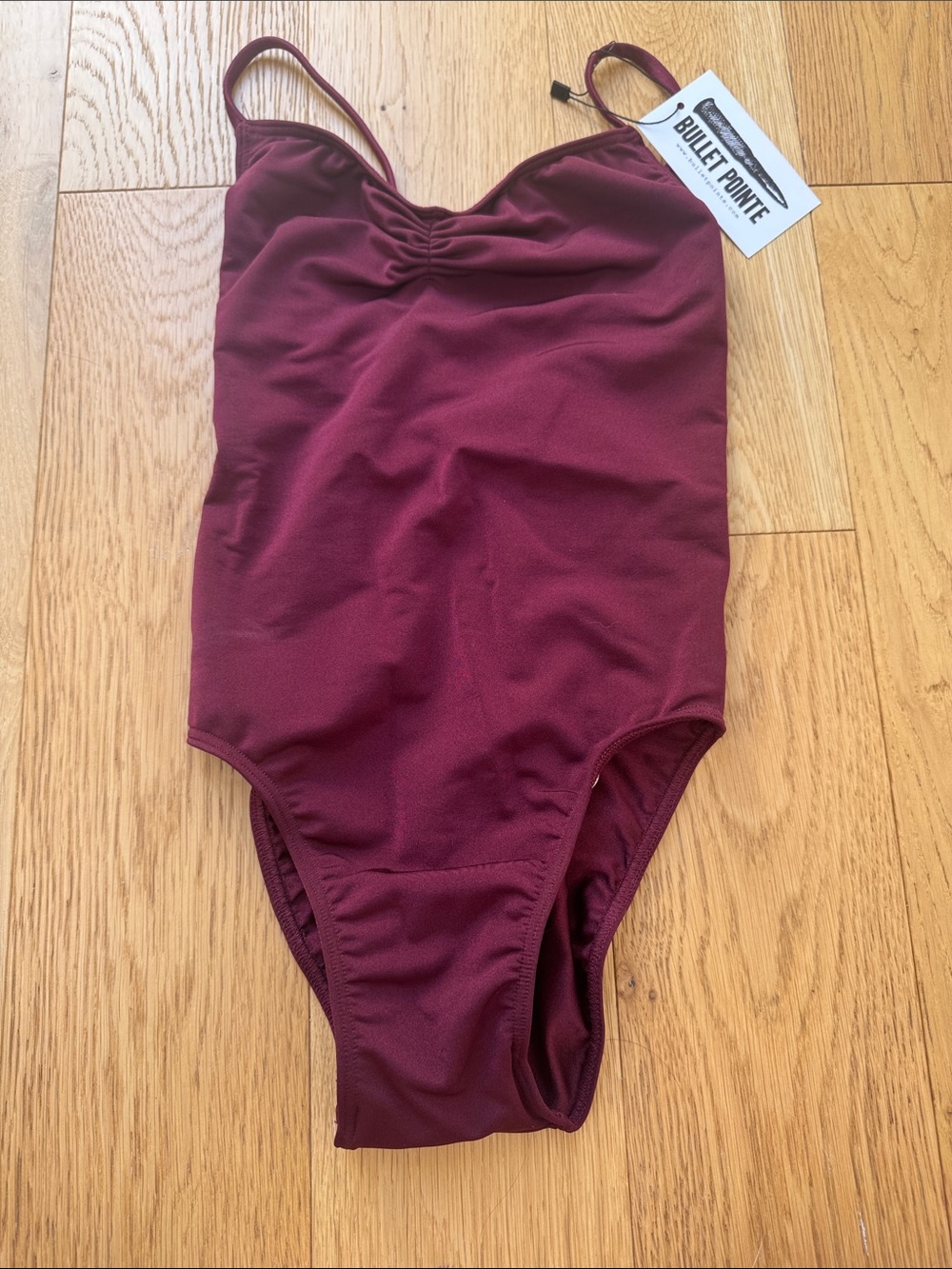 NWT Pinch Front Bullet Pointe Leotard in Wine - Picture 4 of 6